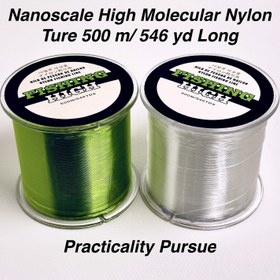 Resim Balıkçılık Yüksek Nanometre Yüksek Moleküler Naylon Monofilament Olta İpi - Tatlısu & Tuzlu Su için Üstün Dayanıklılık ve Aşınma Direnci - 500m (546yd) - Şeffaf/Yeşil, No.1-8 (1.81-11.34KG) - Tüm Balıkçılık Taktikleri için İdeal, Örgülü Olta İpi 