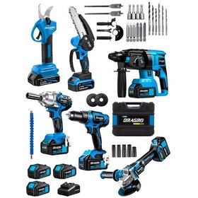 Resim Dragro DRG-621 M Professional 6 Lı Set 21v Darbeli Hilti Taşlama Testere Makas Matkap Vidalama Somun Sıkma 