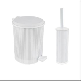 Resim Retro Tasarımlı Pedallı Çöp Kovası ve Klozet Fırçası Seti 