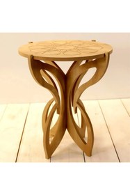 Resim Noveluxe Kelebek Ayaklı, Safir Meşe, MDF, Fiskos Masası, Balkon Masası 52x62x52 cm Sehpa 