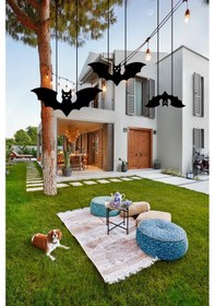 Resim Myc Metal Uçan Yarasa Figürleri - Dekoratif Metal Duvar Tablosu - Halloween Süsleri - 12,5x30 Cm 