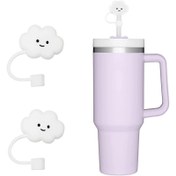 Resim 10mm Saman Kapak, 40oz/30oz Gıda Sınıfı Sevimli Bulut Saman Kapağı Koruyucu Kılıf ve Rulo Aksesuarları ile, Tüm Güzel Samanlar için Dekoratif Çiçek Başlığı - 30/40oz Bardaklarla Uyumlu. Kızlar İçin Doğum Günü, Cadılar Bayramı, Noel veya Şükran Günü Hediyesi, Noel ve Şükran Günü İçin Mükemmel 
