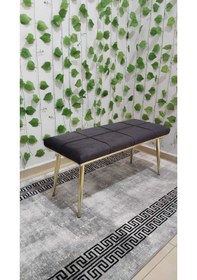 Resim Özcan Metal Gold Metal Ayaklı Metal Kasalı Bench Mutfak Salon Antre Yatak Odası Balkon Puf Bank Antrasitgri 