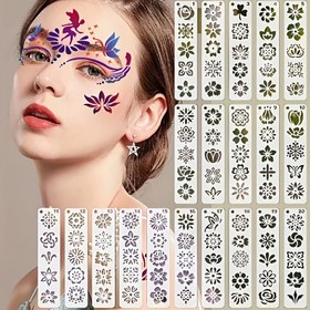 Resim 20 adet Eski Tarz Kaş Çiçeği İnce Delik Boyama Şablonu, Hanfu Renkli Boyama Sahne Makyaj Kalıbı, Delikli Baskı PET Kaydırmalı Plaka, Tekrar Kullanılabilir ve Yıkanabilir 