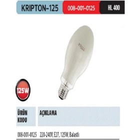Resim Horoz Elektrik 125W Civa Buharlı Balast ile Çalışan Ampul Sokak Lambası Ampulu 125 Watt 