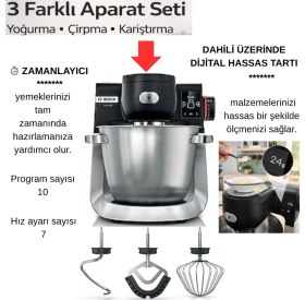 Resim Bosch 3D Planetary Mixing 6.seri 1600 W 5.5 Lt Mutfak Şefi 