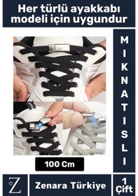 Resim Zenara Premium Pratik Şık Klipsli Manyetik Mıknatıslı Lastikli Çocuk Ayakkabı Bağcığı 100 Cm 1 Çift Çok Renkli 