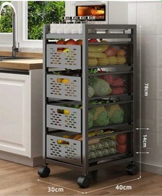 Resim 4 Katlı Lux Metal Siyah Çekmeceli Patates Soğan Sebze Meyve Sepeti Sebzelik 1008-cn 