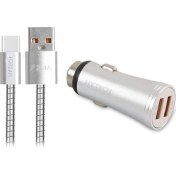 Resim Hytech HY-X66 3.4A Type-C Kablolu Araç Hızlı Şarj Cihazı Gümüş 