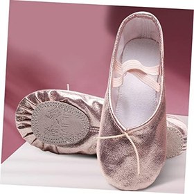 Resim pu dans ayakkabıları parıltılı bale ayakkabıları bale terlikleri bayanlar ayakkabı daireler çocuk dans metalik spor terlik kız moda ayakkabılar kız ayakkabı pembe 