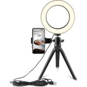 Resim Saywin Masaüstü Youtuber 360° LED Mini Tripod Makyaj Selfie Işığı 6" Halka 