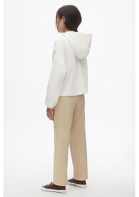 Resim Kız Kapuşonlu Sweatshirt 24knk37808 Ekru 