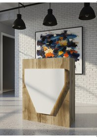 Resim Resital Ledli Karşılama Bankosu G-90 Cm Ofis Kasa Resepsiyon Masası Banko-001-2-1 
