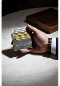 Resim Vanilla Collection İsim Baskılı Hakiki Deri Kartlık & Cüzdan 6 Kart Kapasiteli Crazy Gri Gri 