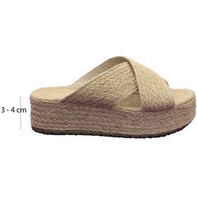 Resim Hasır İp Sargı Keten Terlik Bej 