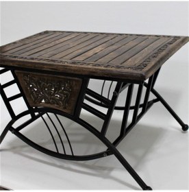 Resim Eskitme Ahşap Ferforje Dikdörtgen Sehpa 76x50x46 Cm. Kna251 Eskitme Ahşap 