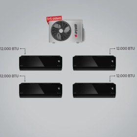 Resim Arçelik A++ 12000 BTU + 12000 BTU + 12000 BTU + 12 BTU İç Ünite (1 adet Dış Ünite = 4 adet İç Ünite) 30000 BTU 1+4 Multi Inverter Klima 