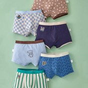 Resim ZBD Erkek Çocuk Yumuşak Esnek İç Çamaşırı - Tüm Sezon Konforu, Elastik Bel Bandı & Tam Baskılı Çizgili/Kareli/Yıldız Desenli, Makinede Yıkanabilir Günlük Kullanım için Boxer, Hafif Nefes Alabilen Kumaş 