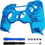 Resim eXtremeRate PS4 Slim Pro Controller CUH-ZCT2 JDM-040/050/055 ile Uyumlu Aletlerle Yedek Ön Kapak Muhafazası - Şeffaf Kristal Berrak Mavi - Kumanda Dahil Değildir 