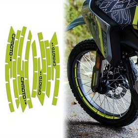 Resim 8 adet/set CFMOTO 450MT 2024 Motosiklet Yansıtıcı Tekerlek Hub Etiketleri - Su Geçirmez PVC Jant Çıkartmaları, Sarı Detaylarla Siyah, Dayanıklı ve Hava Koşullarına Dayanıklı, Gelişmiş Görünürlük ve Stil için Kolay Uygulama, Motosiklet Aksesuarları, Şık Motosiklet Tasarımı, Yüksek Kaliteli Çıkartmalar 