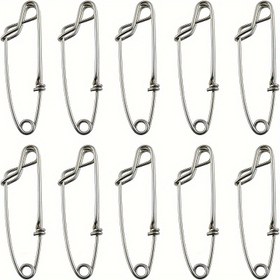 Resim 10 adet Paslanmaz Çelik Ton Balıkları Klipsleri, 8x2cm Uzun Hat Çıtçıt Klipsleri, Şamandıralar için Açık Göz Pimi, Olta İpi, Av ve Balıkçılık Ekipmanları Aksesuarları 