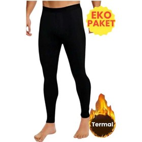 Resim Tezzgelsin Erkek Ekonomik Termal Tayt Uzun Sporcu Taytı SiYAH 