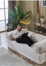 Resim Huga Mobilya Petite Kanepe Oyun, Tv, Sinema Koltuğu- Yatak Olabilen Fitilli Kadife Yıkanır Silinir 80x160 h:36 