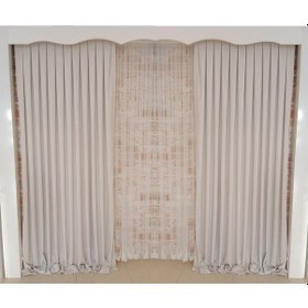 Resim Kemik Renk Fon Kadife Perde Çift Kanat 1/3 Sık Pileli Dikim V-42 Kemik 