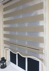 Resim StorBurada Zebra Stor Perde Organze Bej Etek Dilimli STB905 Bej 200 x 200 