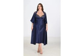 Resim Giyim 2li Lacivert Sabahlık Takımı Bigsize 6228 