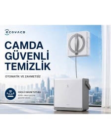 Resim Ecovacs 5500 Pa Güçlü Vakum Performanslı Akıllı Cam Silme Robotu Hem Şarjlı Hem Kablolu Kullanım Imkanı Sunan Çok Fonksiyonlu Yüzey Temizleyici 