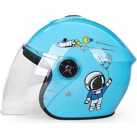 Resim Carrier Çizgi Film Dört Mevsim Evrensel Sevimli Çocuk Kask Açık Mavi 