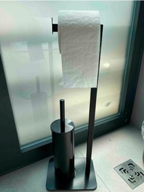 Resim Aju Tuvalet Kağıtlığı Siyah Fırçalı Özel Tasarım Ağır Döküm Ayaklı Devrilmez Banyo Kurulum Gerektirmez Siyah 