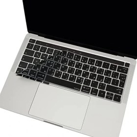 Resim MacBook Klavye Koruyucu Silikon Kılıf Arapça Baskılı Uk-Ters L Enter Tipi Touchbar Pro 13-15 Inç A1706,A1989,A2159,A1707,A1990 Uyumlu,ince Hafif Yıkanabilir Silikon Klavye Filmi Siyah 