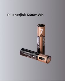 Resim Muratech Hızlı Şarj Teknolojili Usb Şarjlı Aaa Pil 40 Dakikada Tam Şarj 