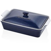 Resim Lamedore 1FK-4575LBL Rossallini Life Büyük Dikdörtgen Kapaklı Mavi Fırın Kabı 38x23x8,5cm 