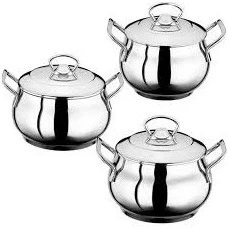 Resim İnter Çelik 3'lü Gülistan Mini Tencere Takımı Güveç Takımı 