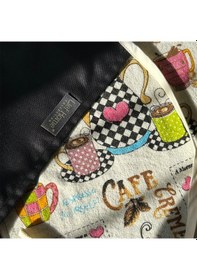 Resim Havlulu Mutfak Önlüğü Panama Örgülü Siyah - Sarı 