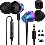 Resim Jelanry Mac 2024 iPhone 6s için Mikrofonlu 3,5 mm Kulaklıklar, Kulak İçi Kablolu Kulaklıklar PC Samsung A15 A25 S10 S9 A03S A52 A14 A12 A13 Google Pixel 5A 4A 3A Moto G Power Pure, Mor 