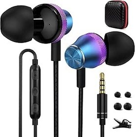 Resim Jelanry Mac 2024 iPhone 6s için Mikrofonlu 3,5 mm Kulaklıklar, Kulak İçi Kablolu Kulaklıklar PC Samsung A15 A25 S10 S9 A03S A52 A14 A12 A13 Google Pixel 5A 4A 3A Moto G Power Pure, Mor 