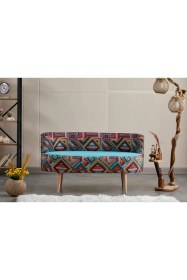 Resim Azra Mobilya Sydney Modern Ikili Koltuk Kanepe | Modern | Patchwork Kumaş | Turkuaz 