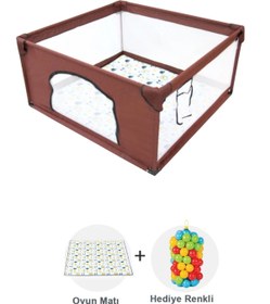 Resim Premio Keten Güvenli Bebek Ve Çocuk Oyun Alanı Oyun Parkı 120x120 Oyun Matı Ve Topları - Bordo 