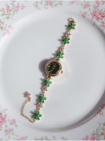 Resim Reorah Collection Emerald Flower Saat-Zirkon Taşlı Yeşil Beyaz Çiçekli Saat 