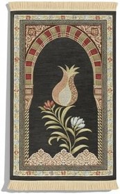 Resim Kişiye Özel Nakış İşlemeli Lale Motifli Astarlı Saçaklı Gri Renk Hediyelik Seccade 