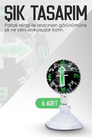 Resim ŞüsCarOto Aksesuar Şüscaroto Araç Içi Vantuzlu Pusula Seti Orta Boy 6'lı Ayarlı Nostalji Renkli 