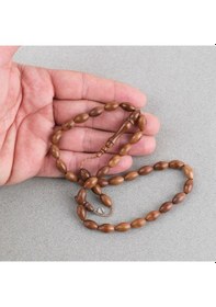 Resim Kuka Orijinal Doğal Lapisdo İmzalı Bilek Boy Arpa Kesim 6.5x11mm Tesbih Kahverengi 