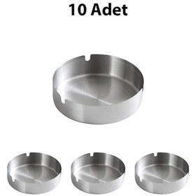 Resim 10 Adet Çelik 8 Cm Kafe Restaurant Lokanta Yuvarlak Kül Tablası Küllük 