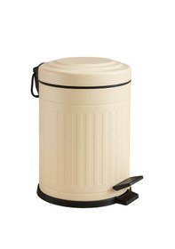Resim Vintage Krem Çöp Kovası Amortisörlü Kapak Çizgili Lüks Model 5lt Krem 