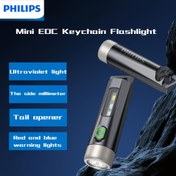 Resim PHILIPS 1 adet/2 adet/3 adet/Aydınlatıcı ışık mini el feneri Taşınabilir asılabilir anahtarlık mor ışık el feneri Tpye-C şarj gece seyahat için gerekli 