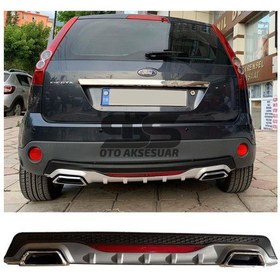 Resim Ford Fiesta 2003-2008 Difüzör Arka Tampon Eki 2 Egzoz Çıkışlı Gri 